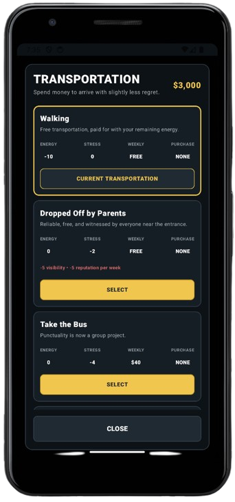 Definitely Productive transportation screen